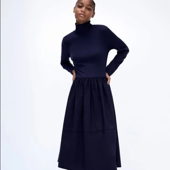zara contrasting midi dress Zara Black/White Contrast Midi Dress by Zara